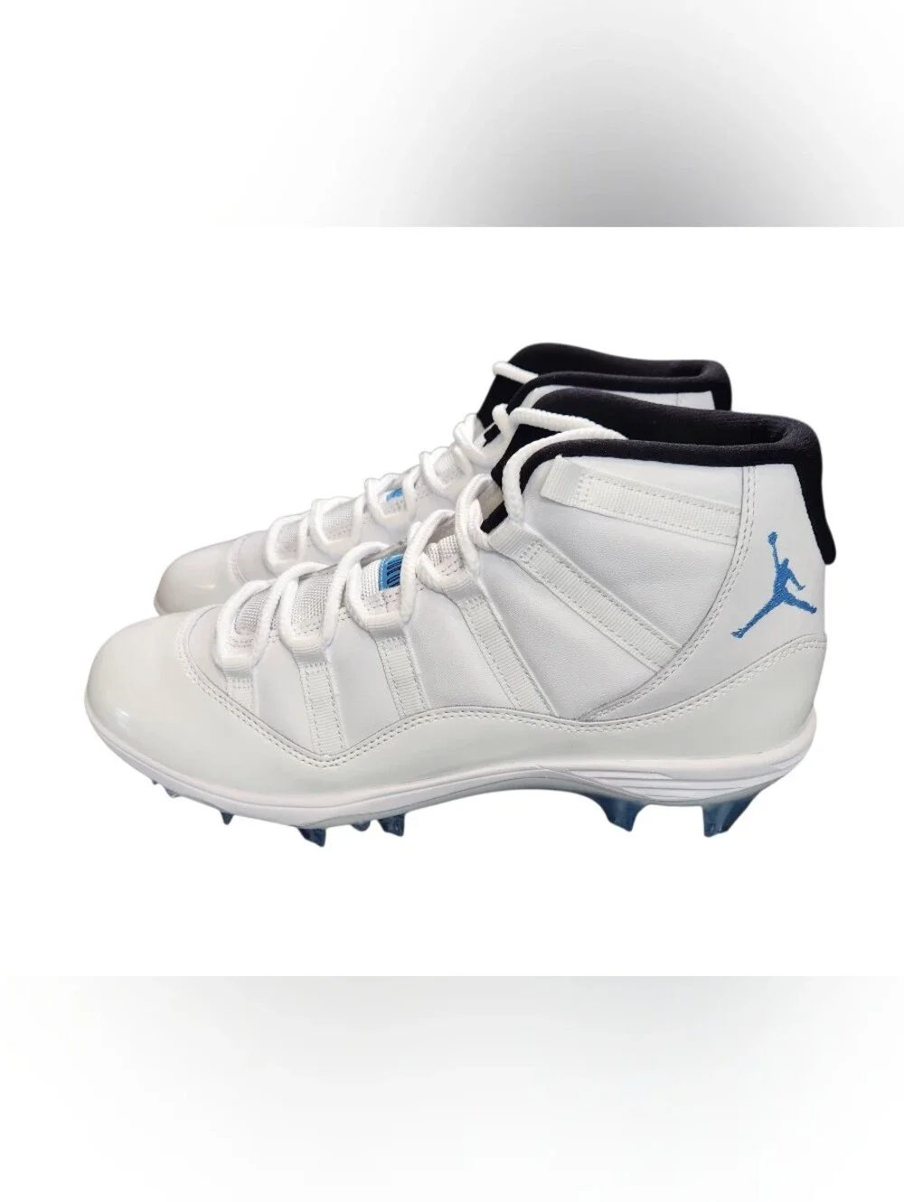 Jordan Kids' White & University Blue High-Top Cleats